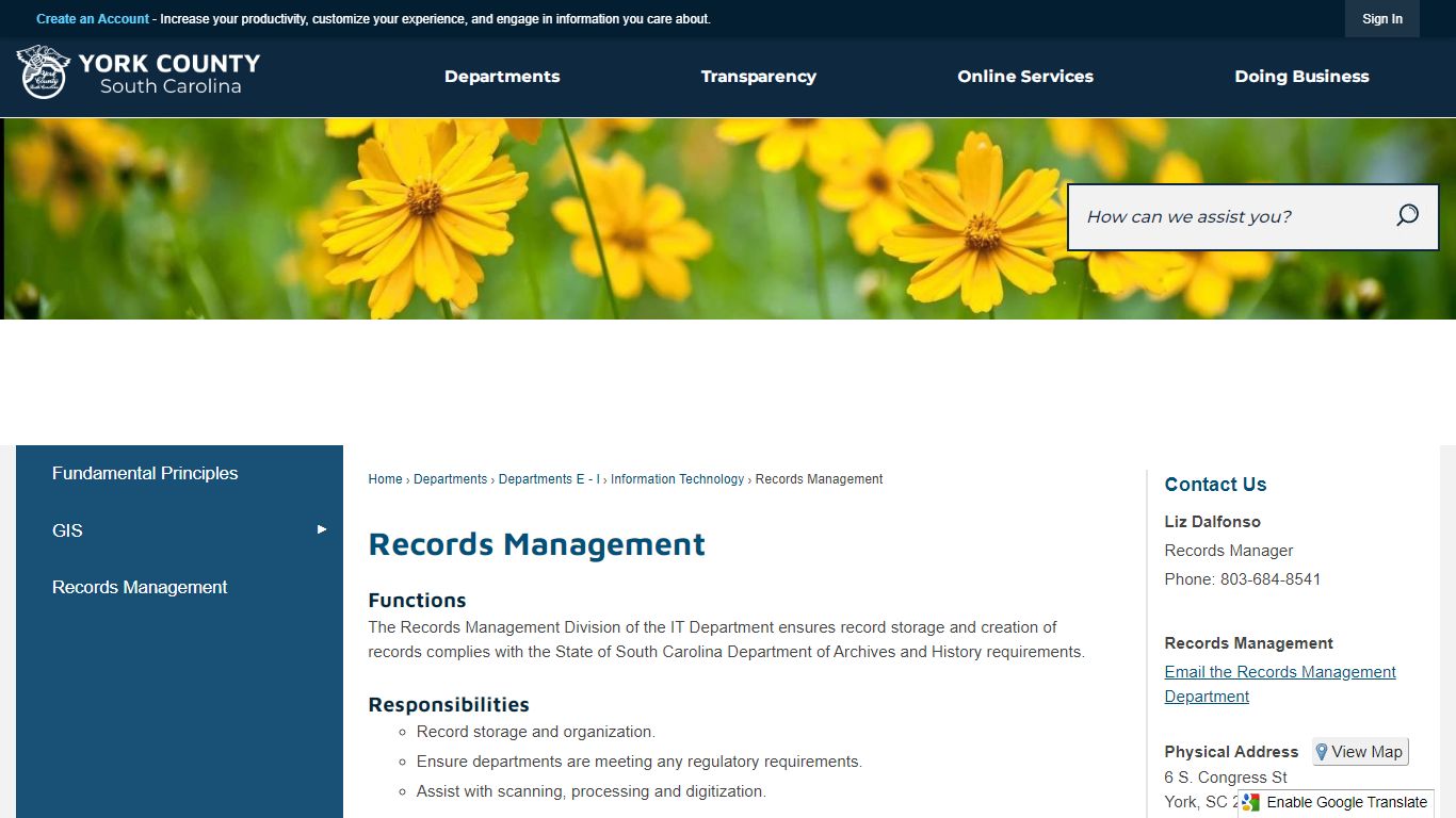 Records Management | York, SC - York County Gov